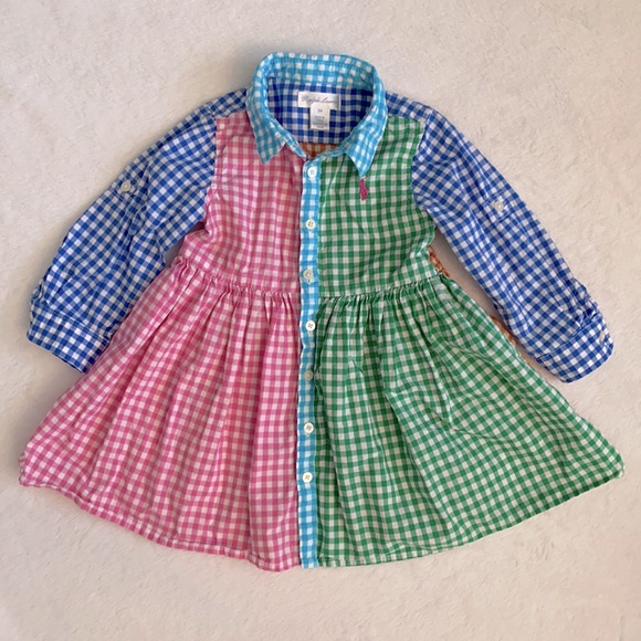 Ralph Lauren | Multicolored Gingham Button Up Collared Dress